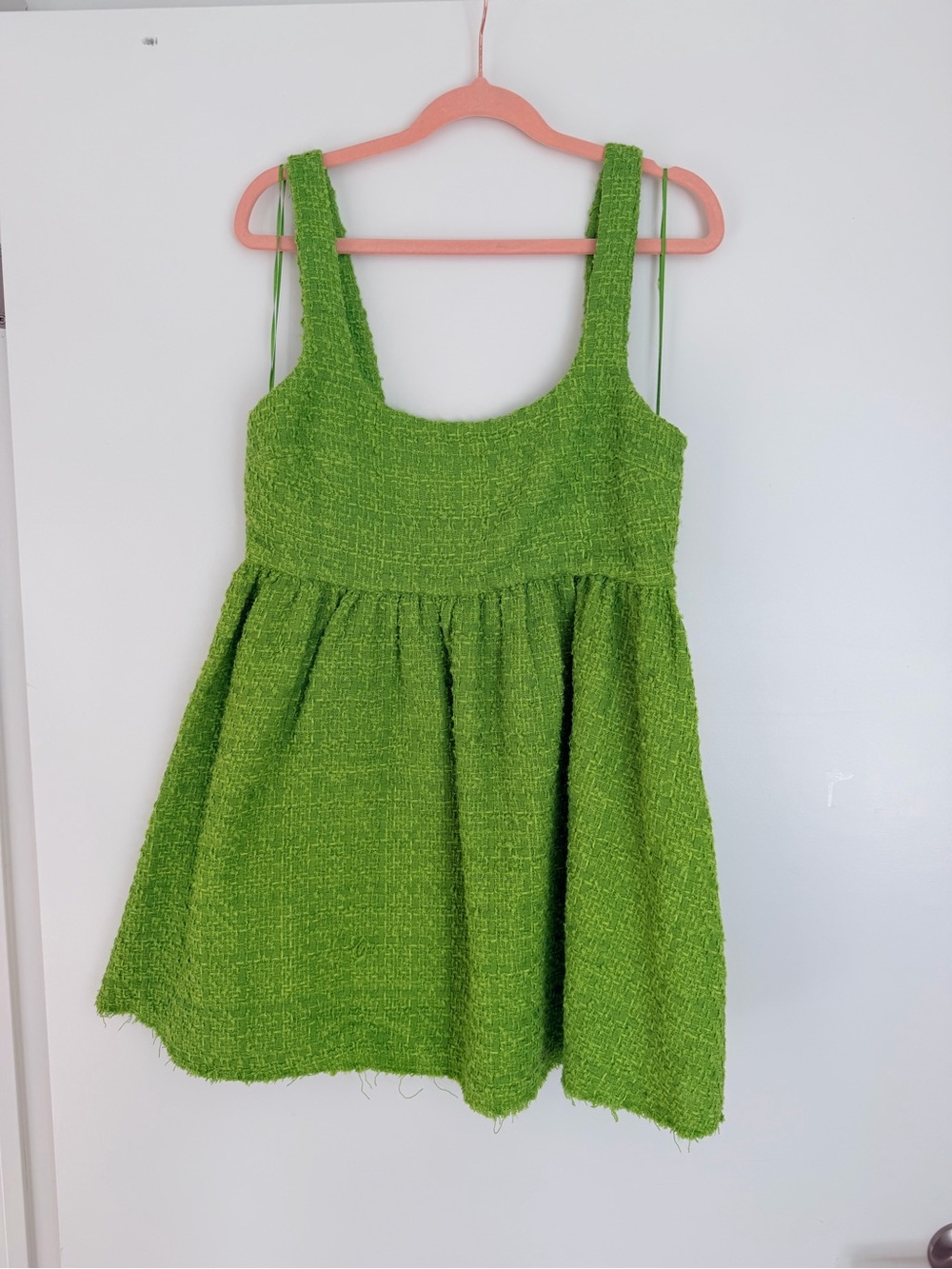 Zara Lime Green Bouclé Mini Dress